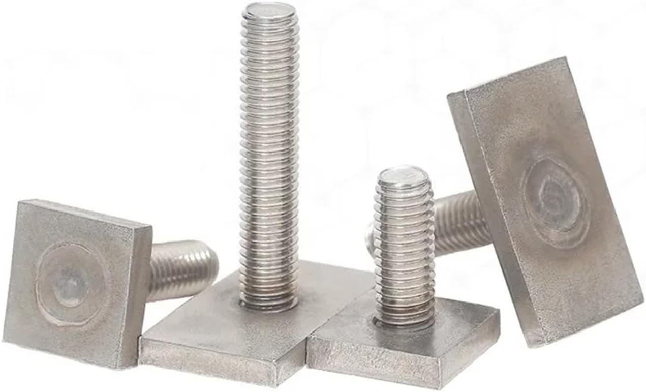 304 Stainless Steel T Shape Track Chute Rail Bolts M6 M8 M10 Square Retangular Head Screws 16 To 50mm Length(M8x16mm 6pcs)