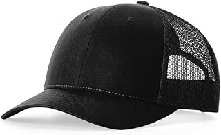 Richardson 115 Low-Profile Hat Structured Classic Trucker w/THP Hat Brush | Adjustable Snapback Cap | Black