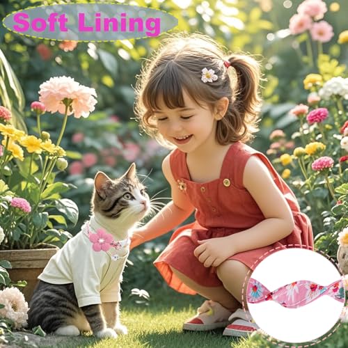 Cat Collar, HYQHYX Breakaway Kitten Collar with Flower,Rhinestone Kitty Collar with Bell, Floral Pet Collar with Safety Buckle for Cats and Puppy Dog - Image 5