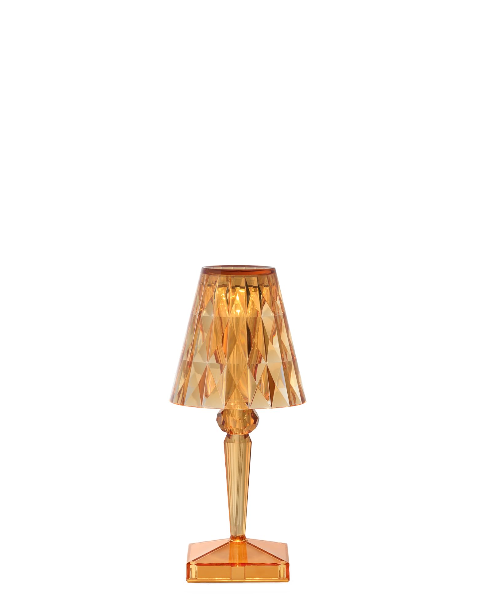 Kartell Battery, lampa stołowa zasilana bateriami, wys. 30 cm, pastelowa pomarańcza