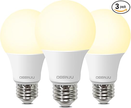 A19 LED Light Bulbs, 60 Watt Equivalent LED Bulbs, Soft White 2700K, 800 Lumens, E26 Standard Base, Non-Dimmable, 8W Warm White LED Bulbs for Bedroom Living Room, 3 Pack