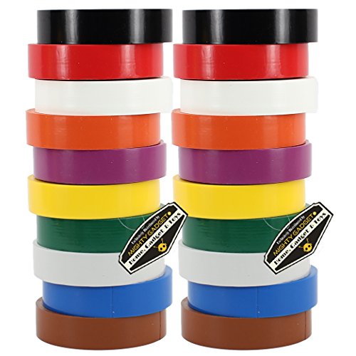 20 Pack of Mighty Gadget (R) Professional Grade UL Listed Assorted Rainbow Colors PVC Electrical Tapes with Rubber Based Adhesive, Rated up to 600 Volts and 176 Â°F - Dimensions: 3/4â€ x 60 Feet (L)