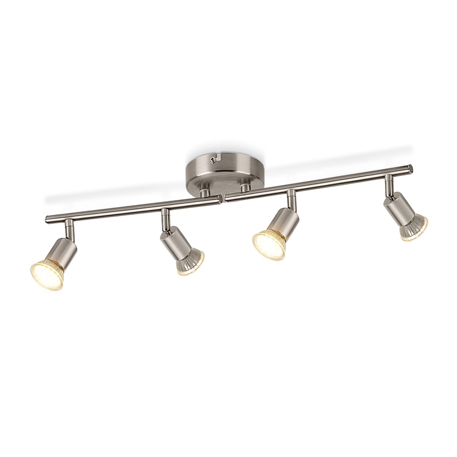 Obrotowy reflektor sufitowy - niklowana matowa 4-drożna lampa sufitowa GU10 LED Zakres LED 350° nowoczesne lampy do kuchni, salonu, bez żarówek