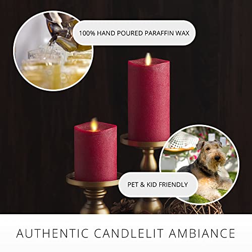 Image of Luminara - Flameless LED Battery Operated Flickering Pillar Candles - Red - Pack of 1-3x4.5 - Realistic Moving Flame Real Wax Indoor /Outdoor Decor