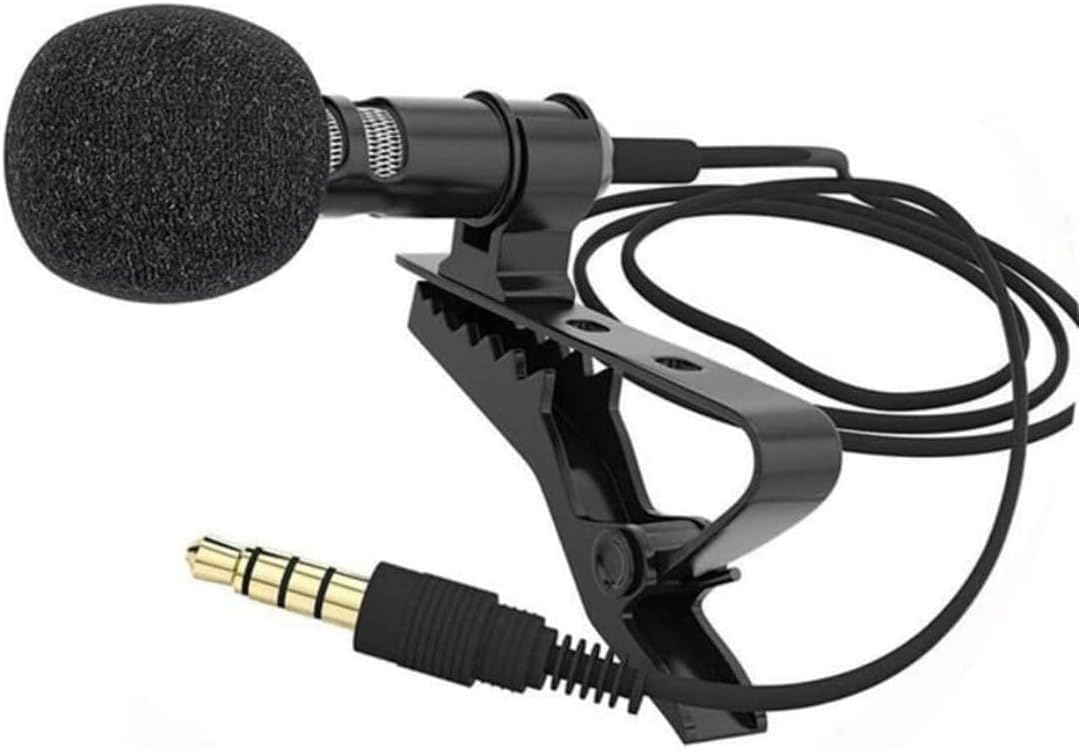 Lavalier Microphone, Lapel Omnidirectional Condenser Mic with Wind Muff 3.5mm Jack Plug-Play Microphone for Interview Video Podcast Vlog Live Streaming Recording and so on