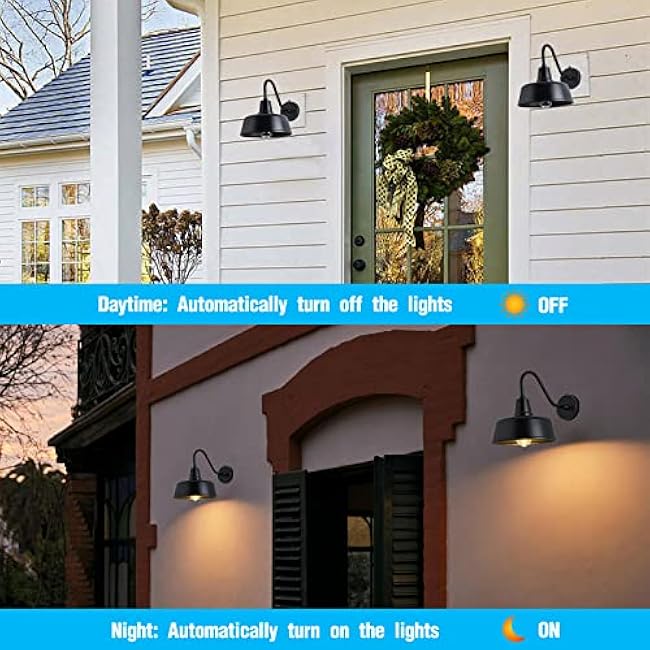 Gooseneck Barn-Lights Outdoor Fixture 11 inch Farm Style Black Sconce Wall Light