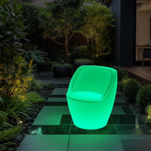 Tonhandisplay Lampe de jardin LED - Fauteuil lumineux - Table économique avec télécommande - Rechargeable - Luminosité RGBW réglable - Meuble LED élégant...