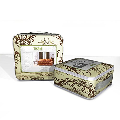 Tikami Stretch Printed Sofa Slipcover 2-Piece Couch Cushion Cover Washable Spandex Furniture Protector (Large, Coffee) #TOP6