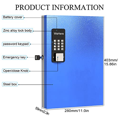 Wehere 32 Key Lock Box Wall Mount, Smart Key Cabinet, Otp/App/Fixed Code Unlock,Otp Access Share By Link & Mini Erp Great For School/Realtors/Office Key Manage & Safe Security Storage #TOP5