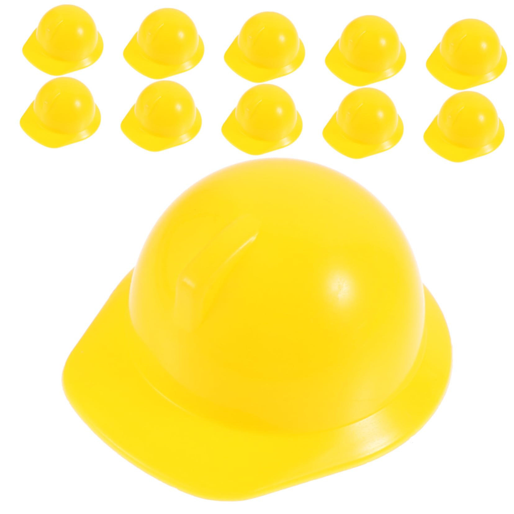 TOYANDONA 10 Pcs Mini Doll Helmets Miniature Construction Hat ABS Tiny Doll Hat Bottle Topper Hats Pet Helmet Mini Safety Helmet for DIY Dollhouse Decor Yellow