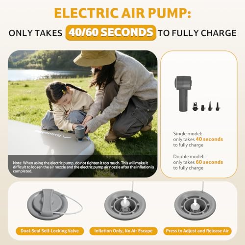 Naturehike 4" Drop Stitch Single Sleeping Pad with Electric Pump, 441 LBS Non-Collapsible Strong Support, Connectable Camping Mattress, 40s Fast Inflatable Air Mattress for Home, Camping, Guest by Naturehike - Image 6