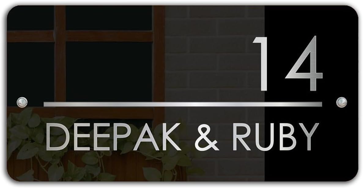 Customized Name Plate for Door | Personalized Housewarming Gifts & Home Decor | Water Proof Name Plate for House | Affordable & Unique Number Plates (6 x 12 Reflections)