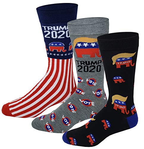 Different Touch Donald Trump 2020 Dress Socks, Make Keep America Great again Republican Campaign, 3 Pairs Assorted, L ( Shoe Size 8-12 )