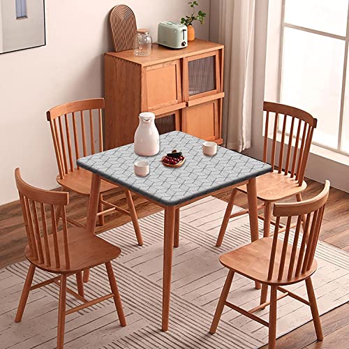 Square Fitted Elastic Edge Tablecloth, Stain & Wrinkle Resistant Decor Tablecloths With Geometric Style, Polyester Washable Table Clothes For Indoor Outdoor Garden Picnic Party, Fits 36X36 Inch Table #TOP2