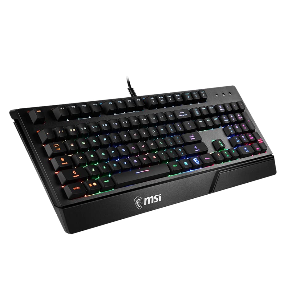 MSI Vigor GK20 US Backlit RGB Wired Dedicated Hotkeys Anti-Ghosting Water Resistant Gaming Keyboard Black