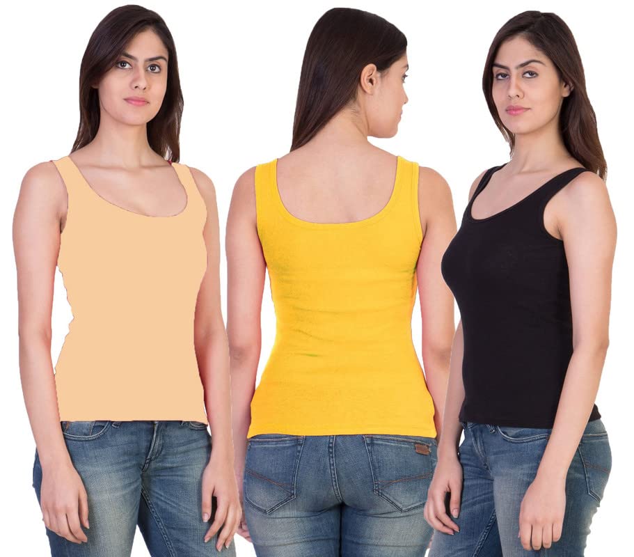 Image of Pack of 3 Premium Tank Top Vest Top Camisole Sando Spaghetti Inner Wear Camis for Women,Girls