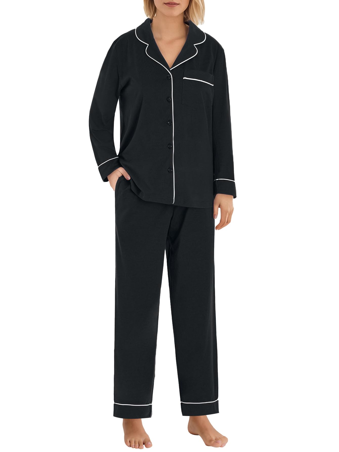 Latuza Cotton Button Down Petite Pajama Set