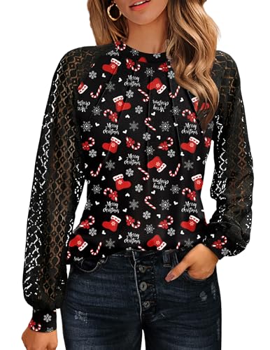 Image of HOTOUCH Women's Lace Long Sleeve Spring Dressy Casual Business Work Trendy Shirts