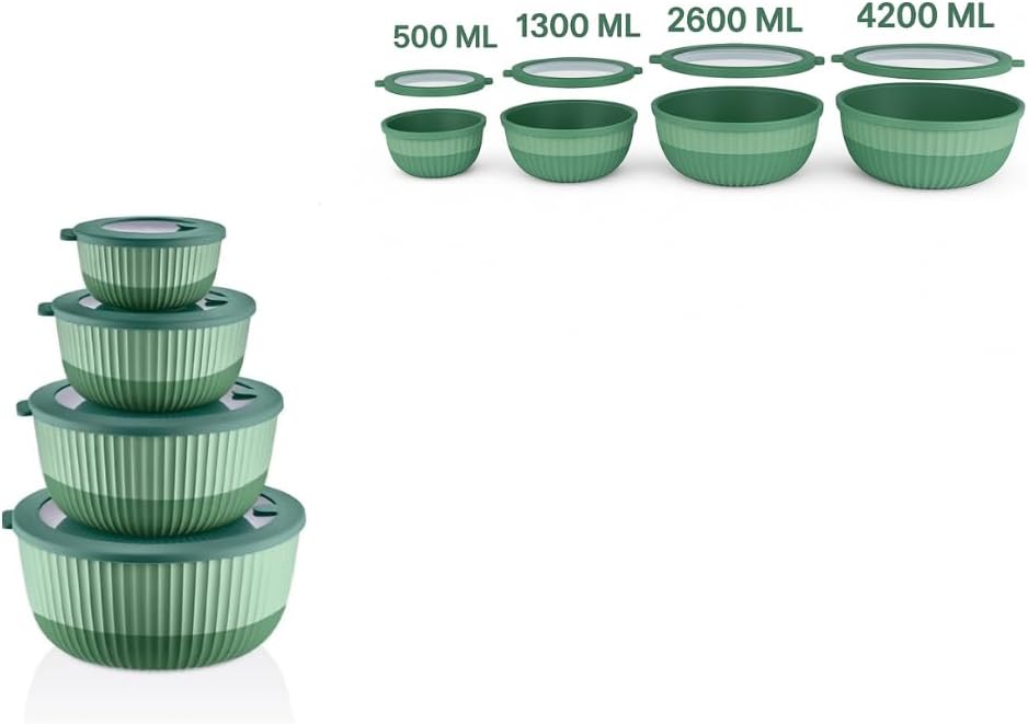 Mixing Bowls with Lids, 8-Piece Airtight Leak-Proof Nesting Plastic Bowl Set for Kitchen & Food Storage, Large 4200ml Capacity, BPA-Free, Microwave & Dishwasher Safe - Image 8