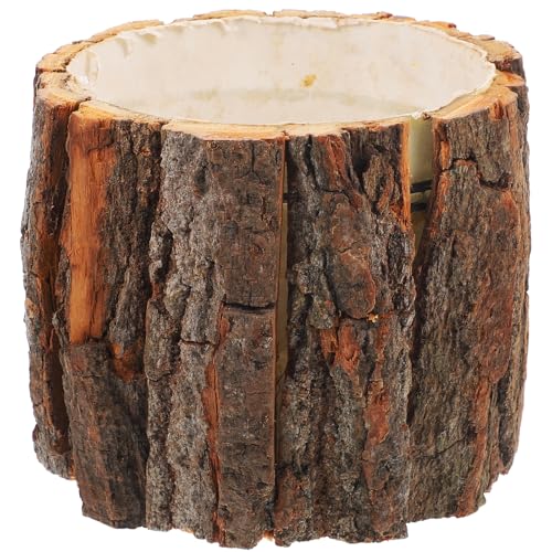 Theaque Fioriera in corteccia di legno, vaso per fiori in legno naturale, per piante grasse, vasi da fiori per piante da interno, rustico ceppo d'albero, vaso per piante da fattoria, secchio per fiori