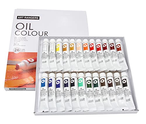 Paintersisters® Ölfarben Set - 24 Tuben je 12 ml, feine Künstlerqualität Ölfarbe zum malen auf Leinwand Keilrahmen Starterset