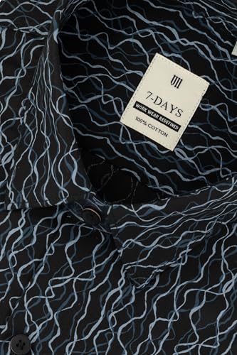 Image of 7-DAYS Men's Premium Printed Shirt - 100% Cotton, Regular Fit, Full Sleeve, with Pocket - Versatile for Formal Occasions and Casual Wear