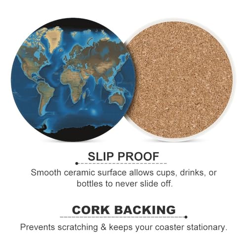 Dessous de verre carte du monde pour apéritif salon convivial
