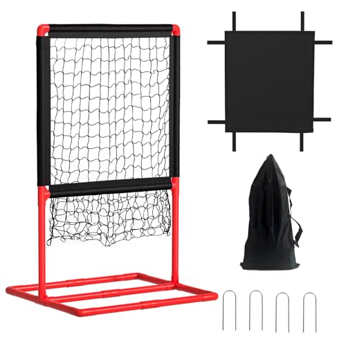 Olpchee 2 in 1 Baseball Pitching Target Net - Portable Strike Zone Target for Plastic Balls Easy Assembly(Red)