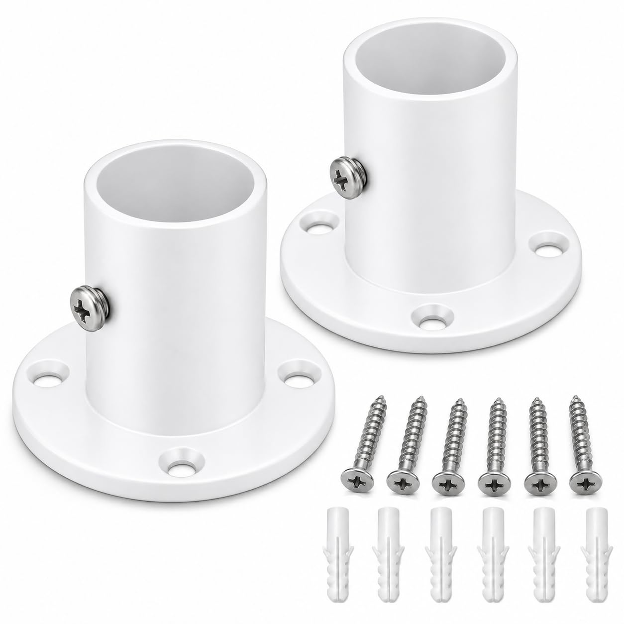 FortWeal Curtain Pole Brackets, 22mm 2 Pack White Heavy Duty for Bathrooms