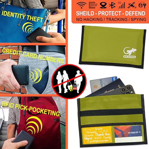 Image of Faraday Bag, Anti-Tracking GPS RFID Car Key Signal Blocker Wallet Shielding Pouch Protective Case for Cell Phone Car Key FOB, Data Privacy, Electronic Device Security (YELLOW - NYLON)