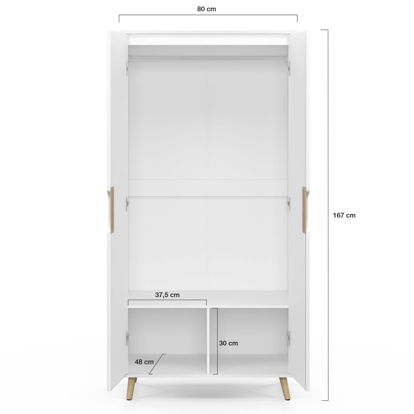 IDMarket - Armoire 2 Portes Helsinki scandinave Blanc