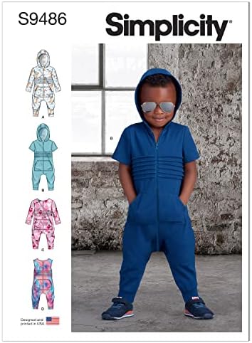 Simplicity Toddlers’ Knit Jumpsuit Sewing Pattern Kit, Code S9486, Sizes 1/2-1-2-3-4, Multicolor