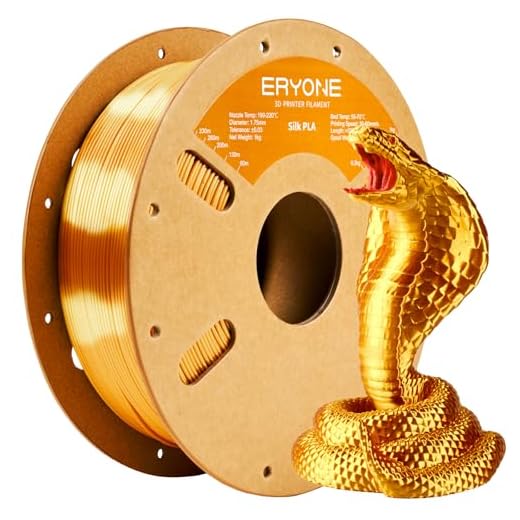 ERYONE Silk PLA Filament for 3D Printer, 1.75mm +/- 0.03mm, 1kg (2.1LBS)/Spool, Silk Glod