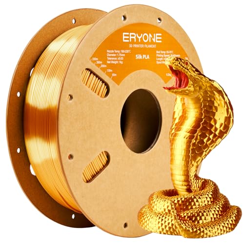 Image of ERYONE Silk Color PLA Filament 3D Printer 1.75mm + /- 0.03mm, Shiny Filament Silk PLA 1KG(2.2lbs) Cardboard Spool, Silk Gold
