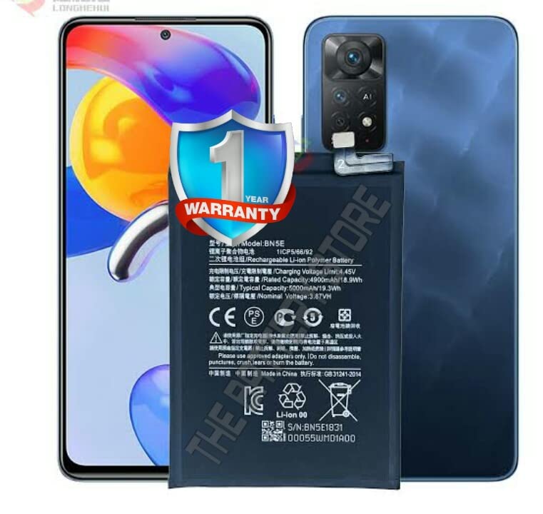 Image of THE BATTERY STORE Original BN5E Battery for Xiaomi Redmi Note 11 Pro 5G / Poco X4 Pro 5G 4900 /5000 Mah (BN5E) with 6 Months Warranty AND HIGH CAPACITY BATTERY BACKUP ( for Xiaomi Redmi Note 11 Pro 5G)