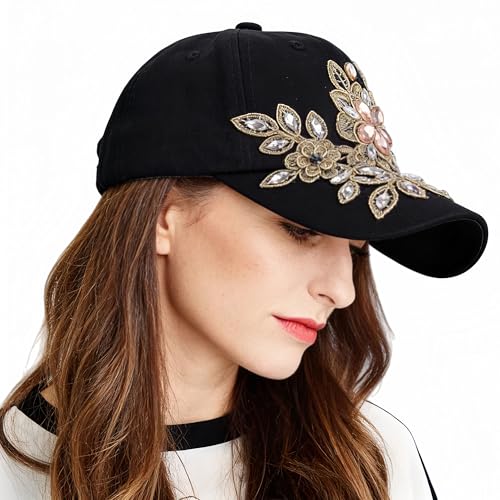 Gorra de Mujer con Encaje y Flores Negra miniatura 3