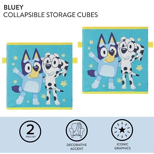 Image of Bluey Set of 2 Collapsible Storage Cubes,10 inchx10 inchx10 inch Fabric Bins for Kids, Spacious Foldable Toy Organizer Boxes for Bedroom, Playroom, or Closet