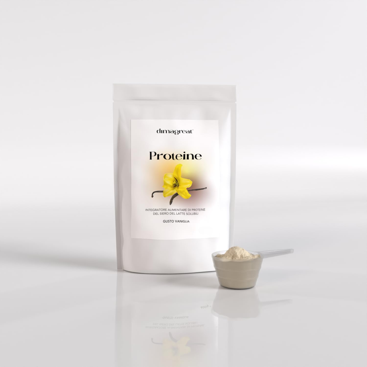 DIMAGREAT Proteine in Polvere Isolate 400g Gusto Vaniglia, Made in Italy - Con Citrullina, Acetil L Carnitina e Aminoacidi Essenziali (Vaniglia, 400g)