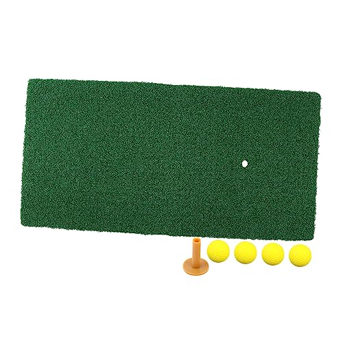 Garneck 5pcs Portable Golf Hitting Mat Practice Pad with Realistic Turf for Beginners and Advanced Players Convenient Storage Grass Training Mats Green
