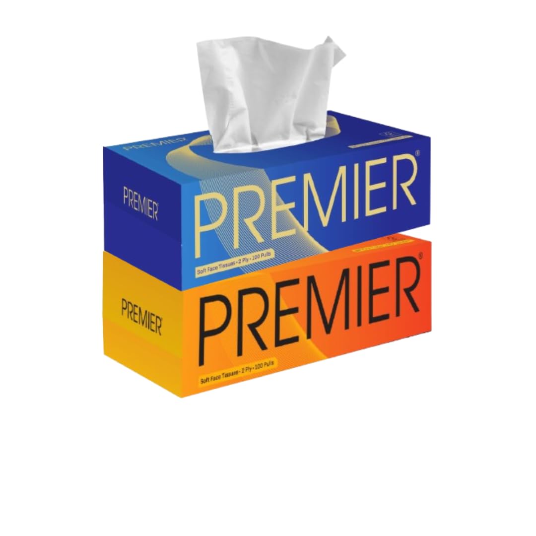 Premier Tissue Paper Box 100's Special Edition – Pack of 2 | Ultra-Soft & Highly Absorbent Facial Tissues | Gentle on Skin | Ideal for Home, Office & Car | Hygienic & Durable-image-22