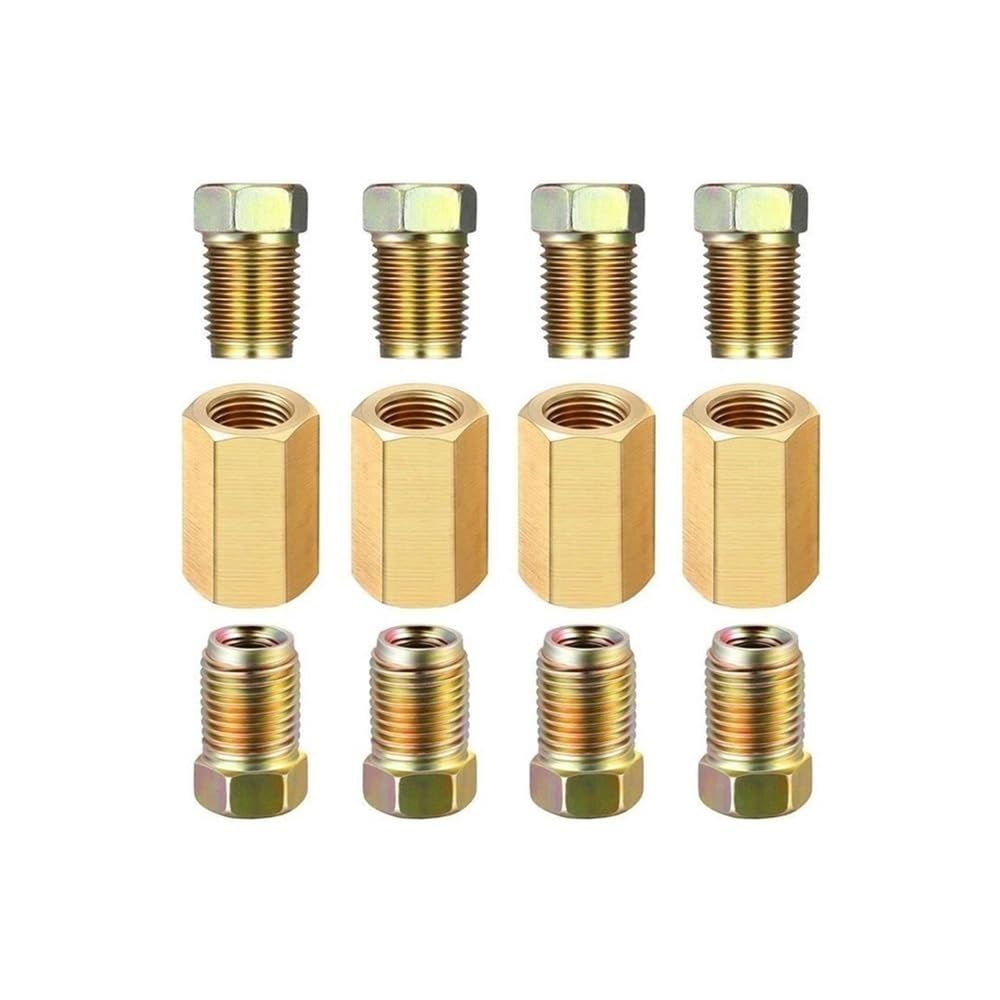 Llmwfa Women's One Color Ferrule Tube Fitting 12Pcs Brass Brake Inverted Pipeline Accessories, Thread Connector Unions, Male Nuts Adapters