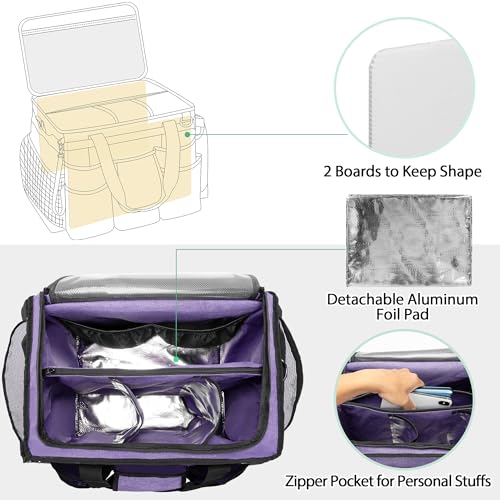 Image of LoDrid Rolling Cleaning Caddy with Lid and Detachable Trolley, Purple | Cleaning Supplies Organizer, Cleaning Caddy Cart on Wheels with Handle and Shoulder Strap for Housekeepers
