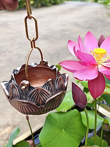 Chaîne De Pluie Décorative Lotus En Métal - 250 Cm - Pour Déviation D’eau Gouttière, Balcon Ou Toit - Décoration Extérieure élégante Et Fonctionnelle