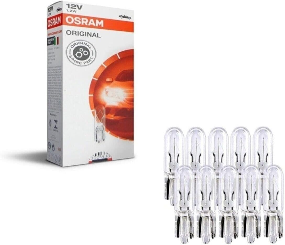 Osram 2721 Original Lamps with Glass Wedge Bases, 12 V, 1.2 W, Silver