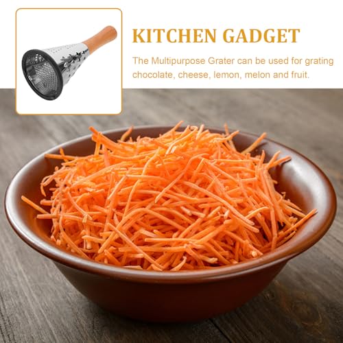 Rallador de queso multifuncional acero inoxidable con mango de madera miniatura 3
