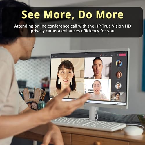 Image of HP All-in-One Desktop Computer, 21.5 inch FHD Display, Intel Celeron J4025 Processor, 16GB RAM, 288GB Storage(128GB SSD + 160GB Docking Station Set), HD Privacy Camera, Wired Keyboard&Mouse, Win 11, White
