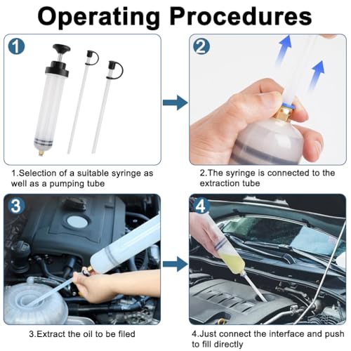 Image of STHIRA Oil Extractor Kit, Syringe-Style Oil Fluid Transfer Pump, 500cc Capacity, Manual Suction Syringe Pump Hand Transfer Pump for Refilling Brake Fluid, Power Steering Fluid, or Transmission Oil