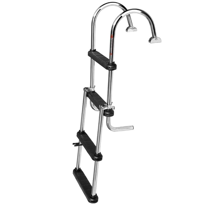 Buy Hoffen 4 Step Boat Pontoon Ladder,Stainless Steel Folding Boat