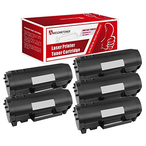 Awesometoner Compatible High Yeild Toner Cartridge Replacement for Dell 2360 (331-9805) use with B2360, B2360d, B3460dn, B3465dn, B2360dn, B3465dnf (Black, 5-Pack)