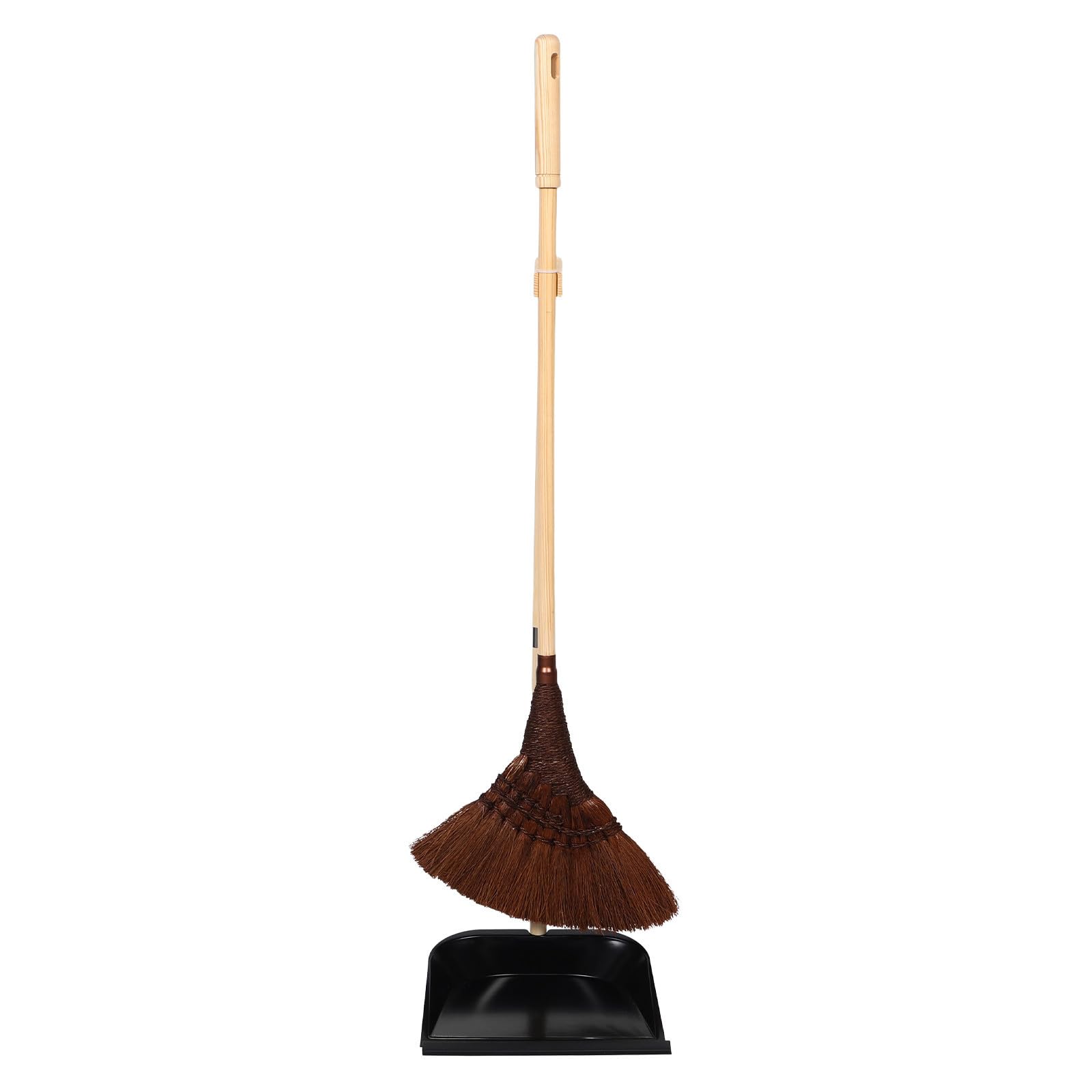 Mipcase Escoba Tradicional y Recogedor de Hierro con Cerdas Mango de Madera Juego de Cepillos para Recogedor Kit de Limpieza para Suelos de Madera Cocina Salón y Oficina